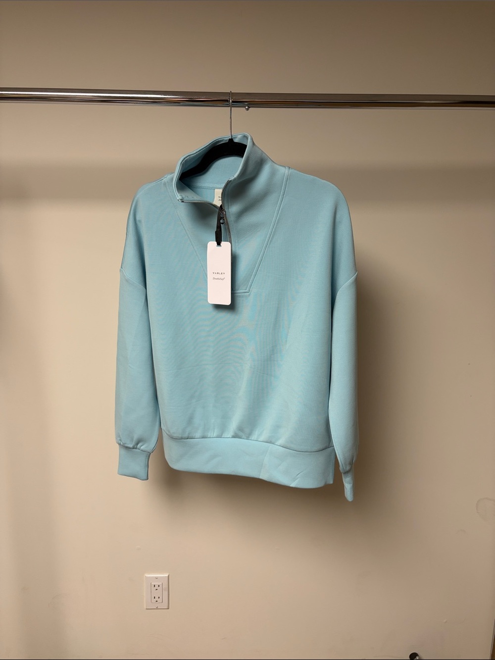 Varley Hawley half zip sweat porcelain blue